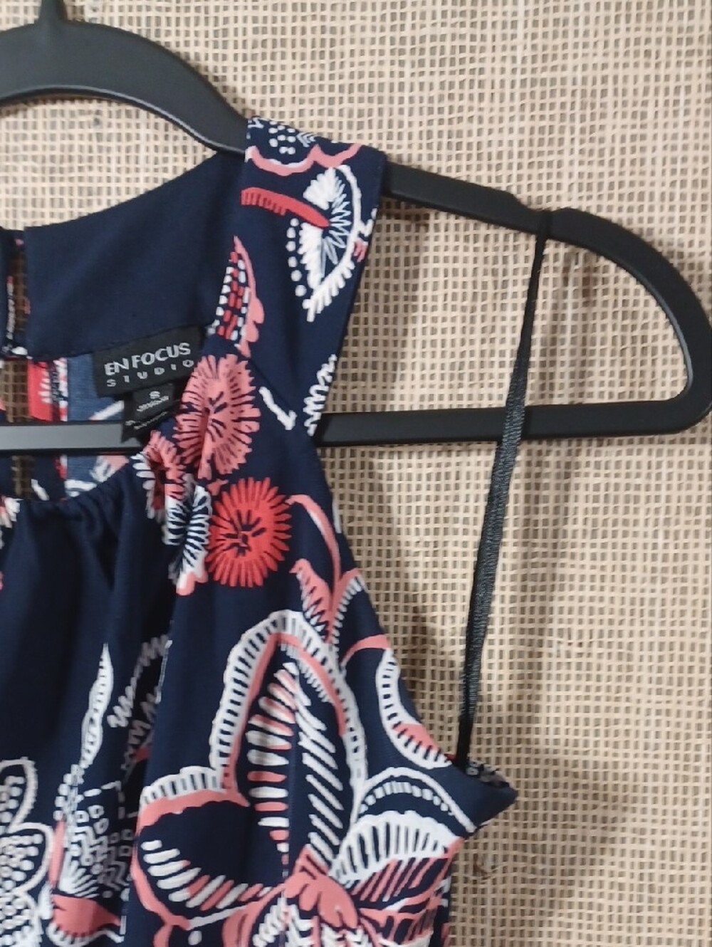Enfocus Studio Navy Maxi Dress with Coral and White Floral Print - Picture 7 of 11